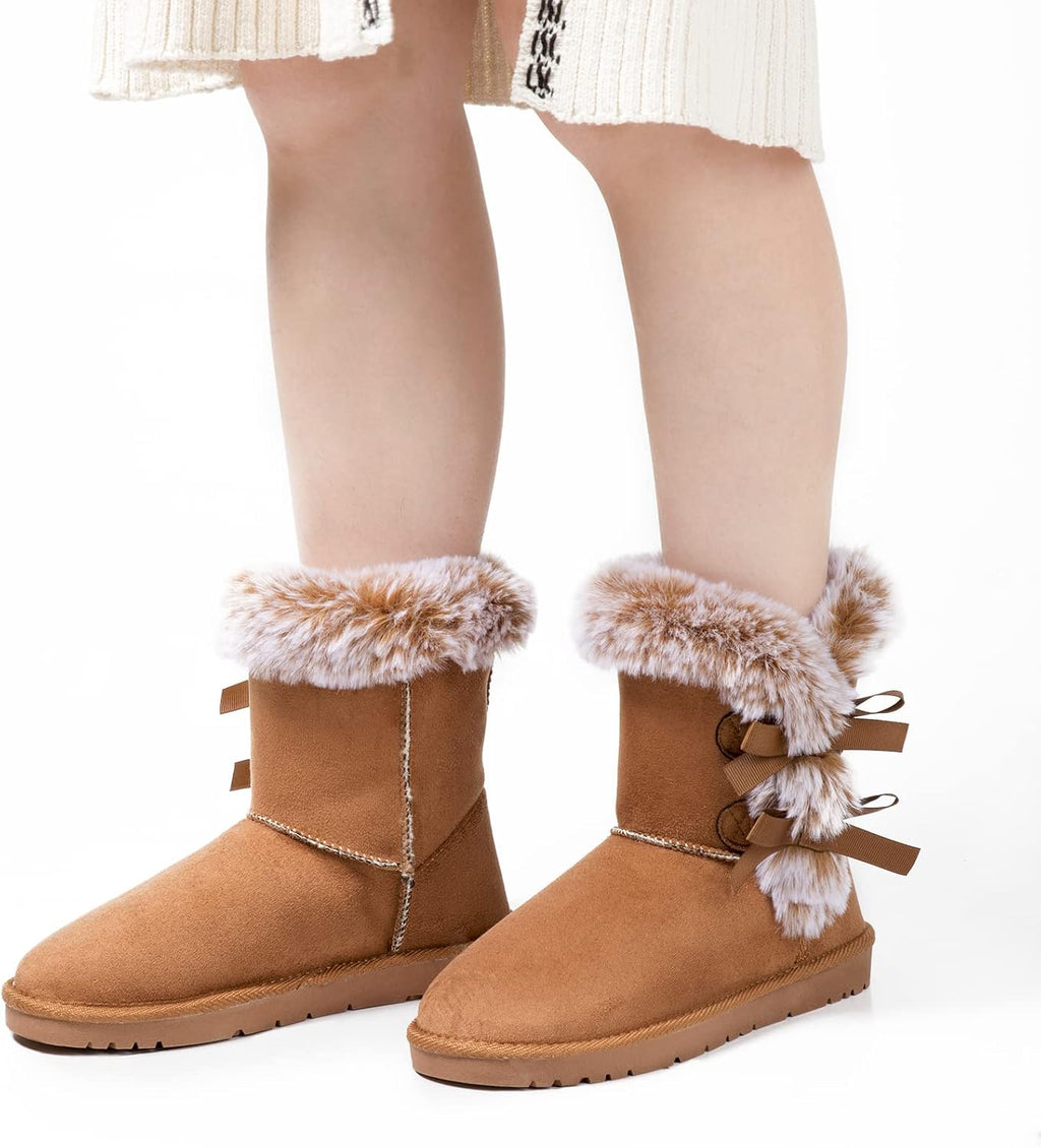 Women's Mid-Calf Snow Boots with Faux Fur Lining