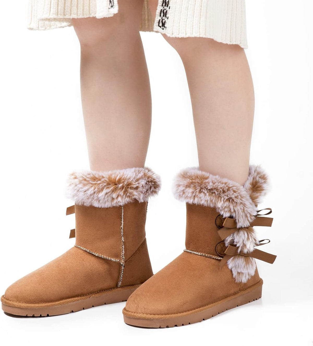 Women's Mid-Calf Snow Boots with Faux Fur Lining