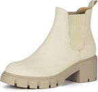 Women's Chunky Heel Chelsea Ankle Boots, Slip-On Suede