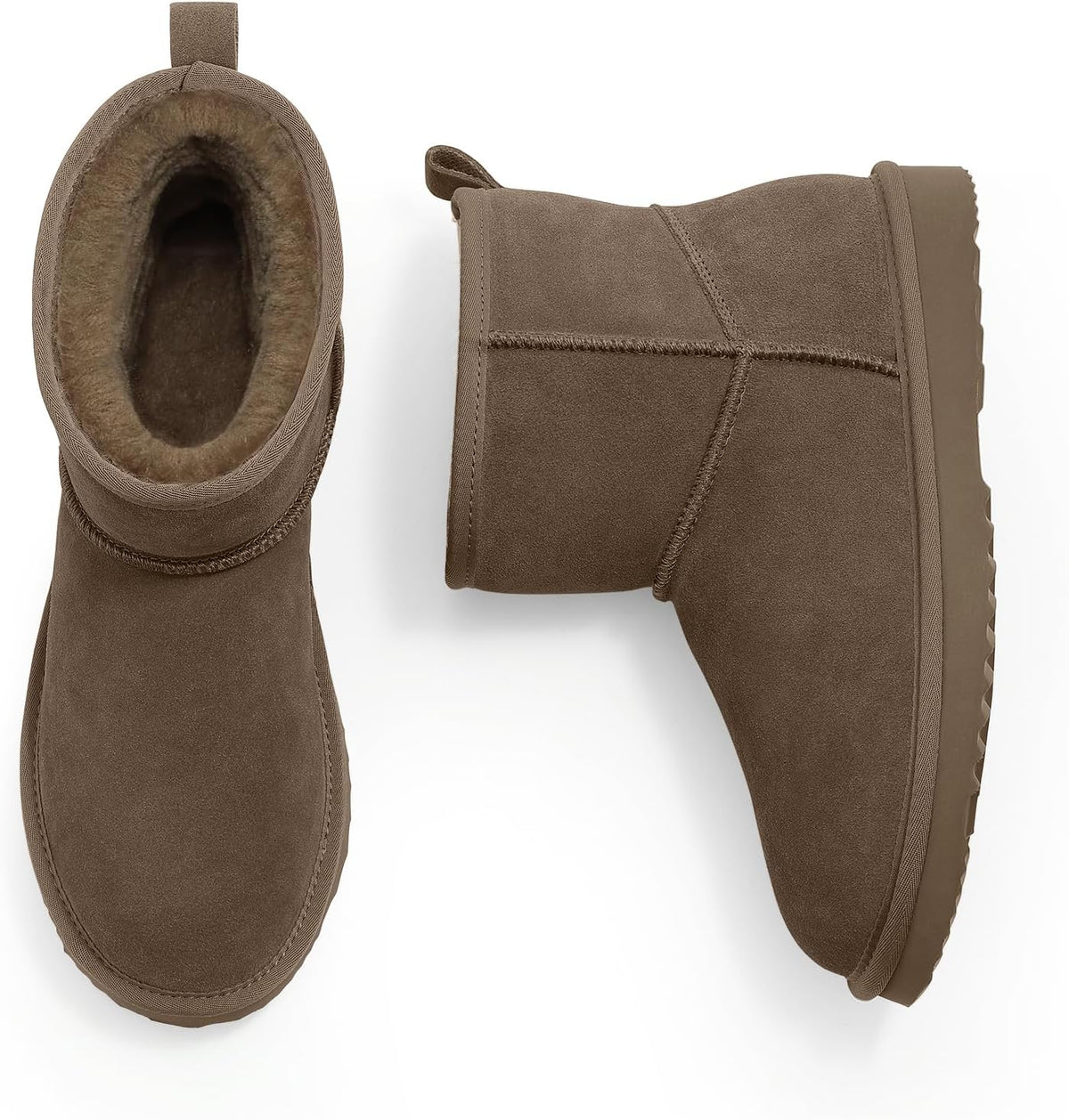 Women's Genuine Suede Mini Boots with Faux Fur Lining
