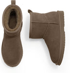 Women's Genuine Suede Mini Boots with Faux Fur Lining