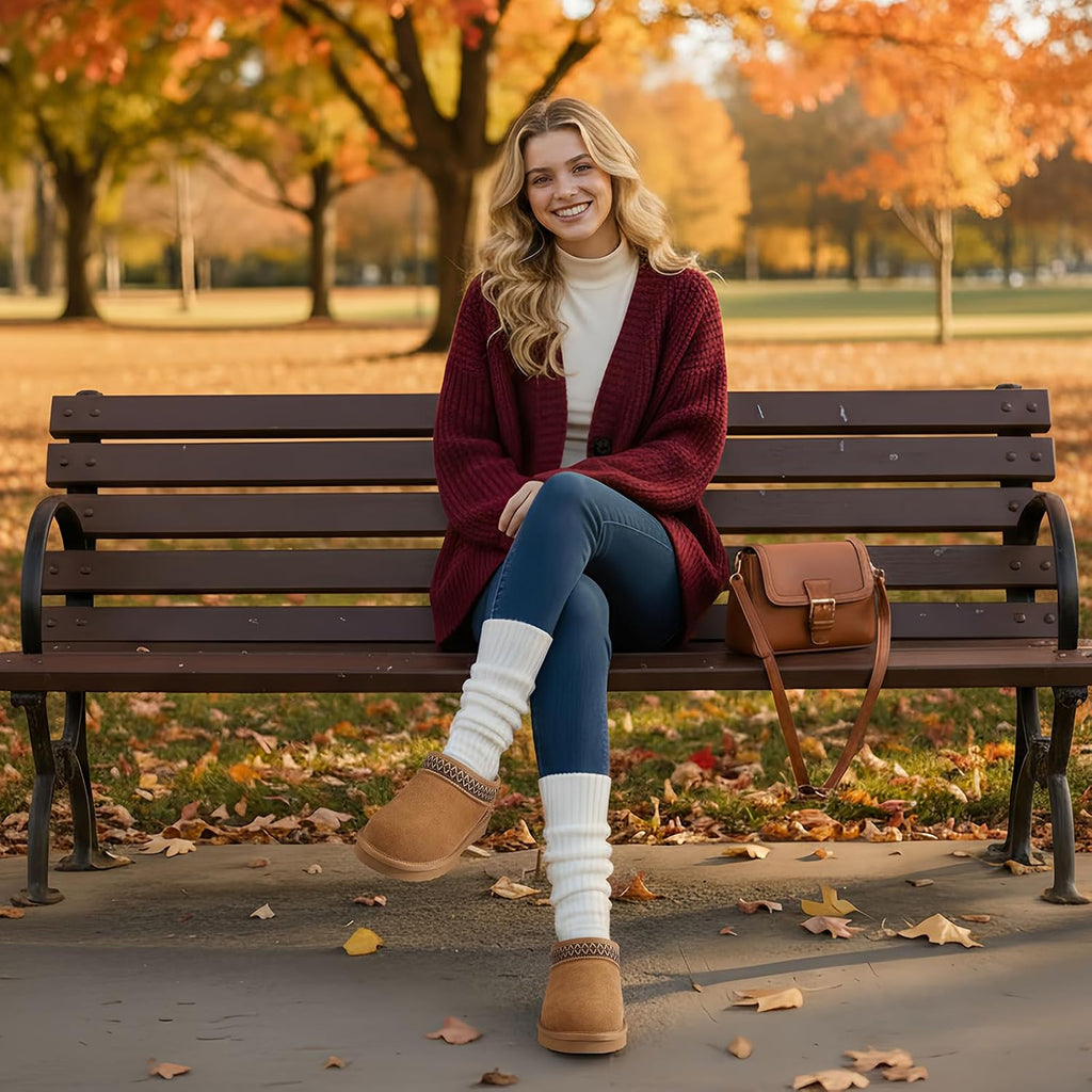 Women's Suede Ankle Boots with Faux Fur Lining