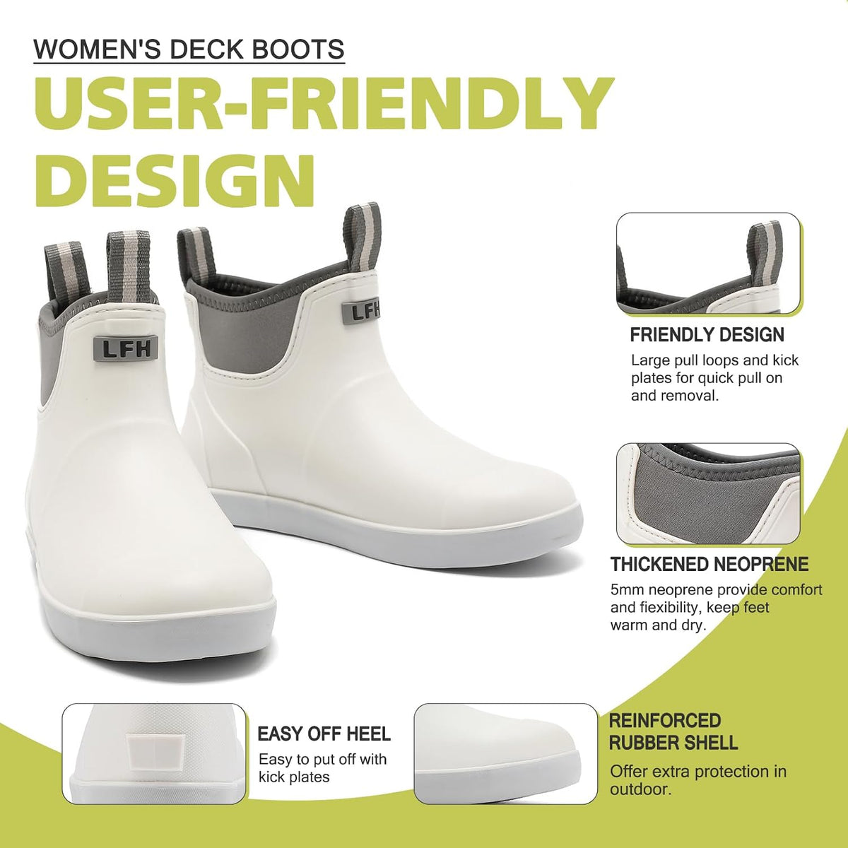 Women's Waterproof Ankle Deck Boots for Fishing & Garden