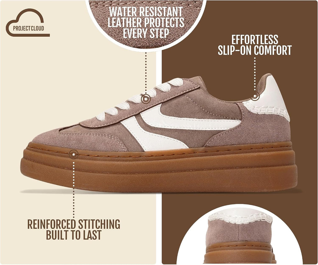 Women's Platform Sneakers with Memory Foam Insole, Lace-Up