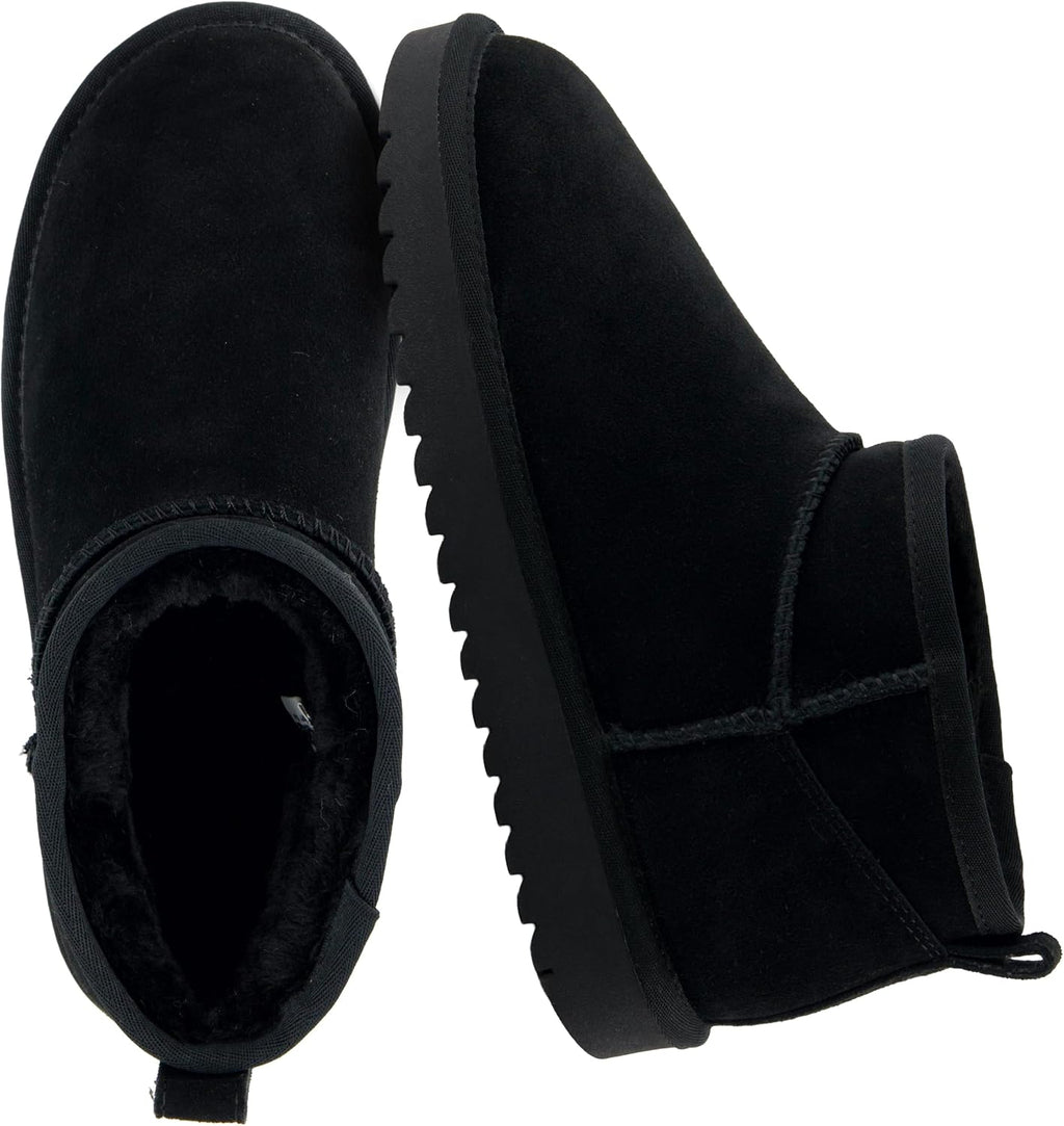 Women's Suede Ankle Boots with Faux Fur Lining & Memory Foam