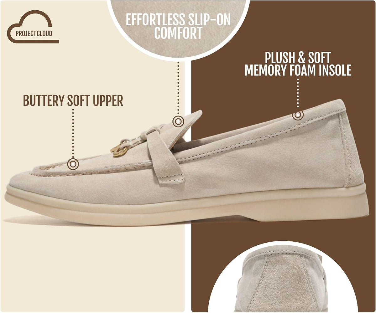 Women's Genuine Leather Slip-On Loafers with Memory Foam