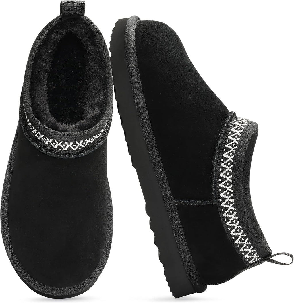 Women's Suede Ankle Boots with Faux Fur Lining