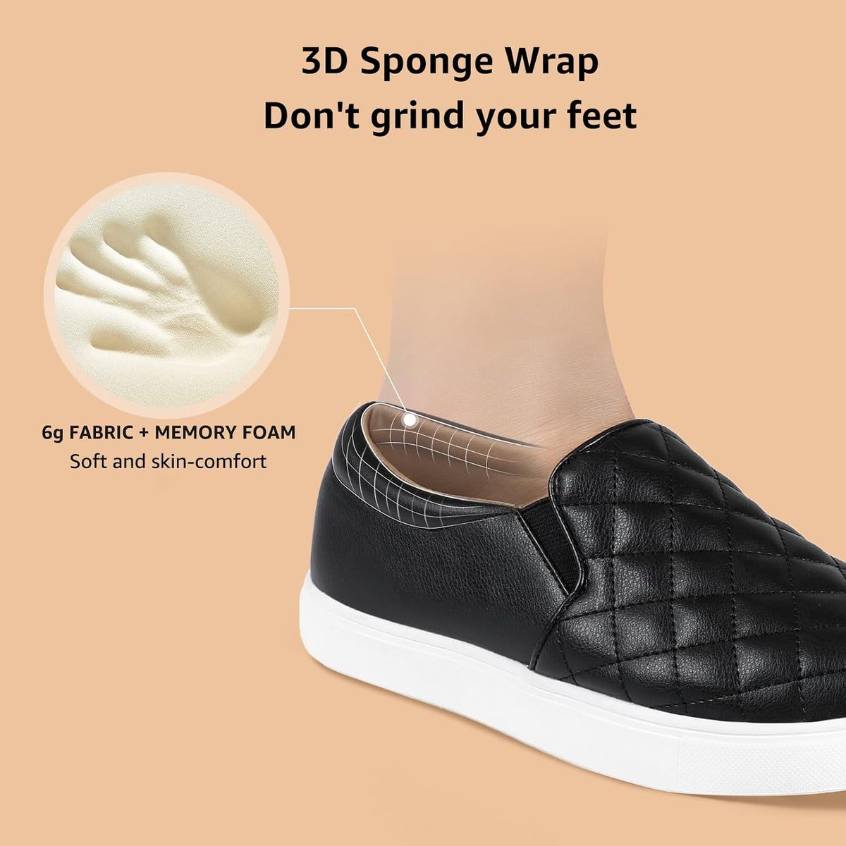 Women's Quilted Slip-On Sneakers in Vegan Faux Leather