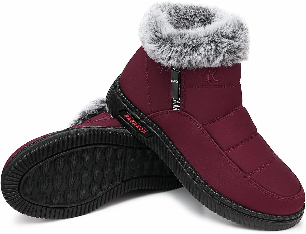 Women's Waterproof Platform Snow Boots, Fleece-Lined Ankle