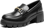 Women's Platform Chunky Loafers with Horse-Bit Detail