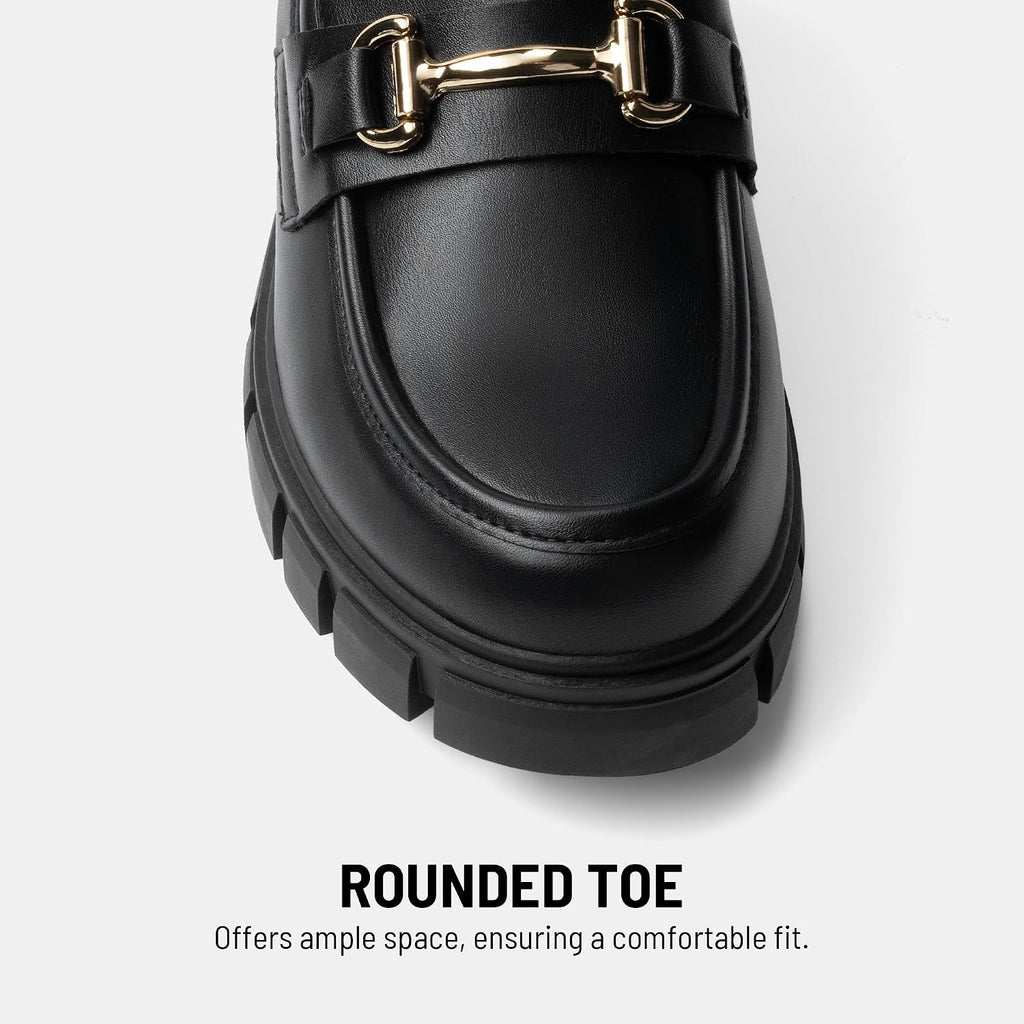Women's Platform Chunky Loafers with Horse-Bit Detail