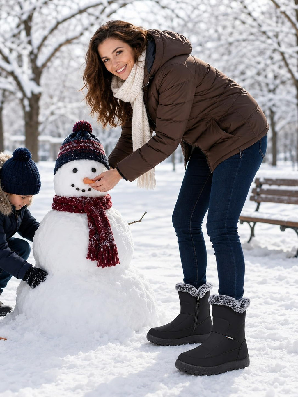 Women's Waterproof Faux Fur-Lined Snow Ankle Boots