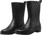 Women's Waterproof Mid-Calf Rain Boots, Quilted & Lightweight