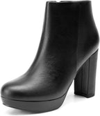 Women's Suede Chunky Heel Ankle Boots with Side Zipper