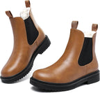 Women's Faux Fur Lined Chunky Chelsea Ankle Boots
