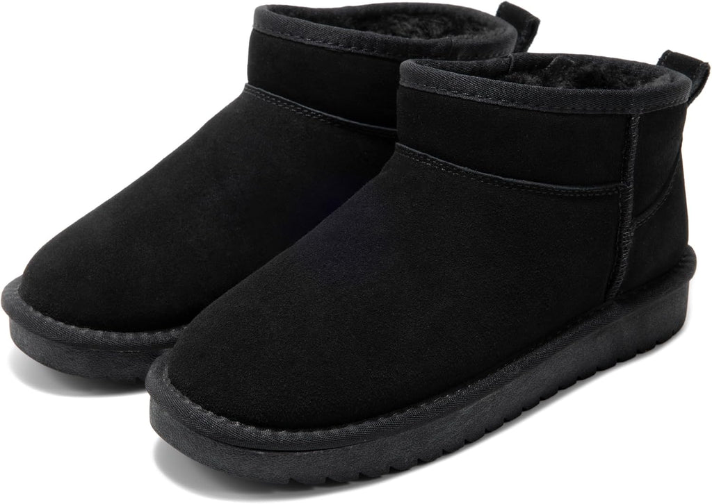 Women's Genuine Leather Ankle Boots with Faux Fur Lining
