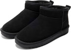 Women's Genuine Leather Ankle Boots with Faux Fur Lining