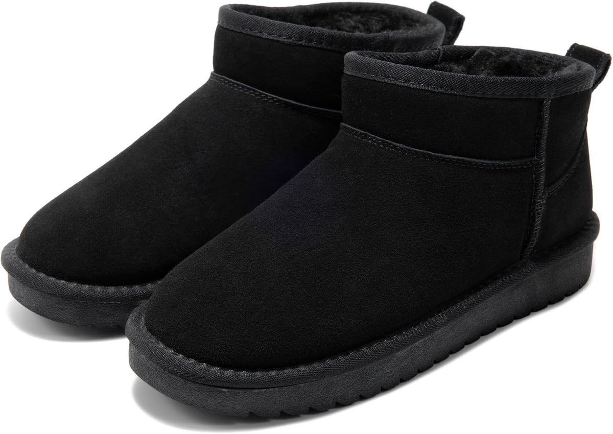 Women's Genuine Leather Ankle Boots with Faux Fur Lining