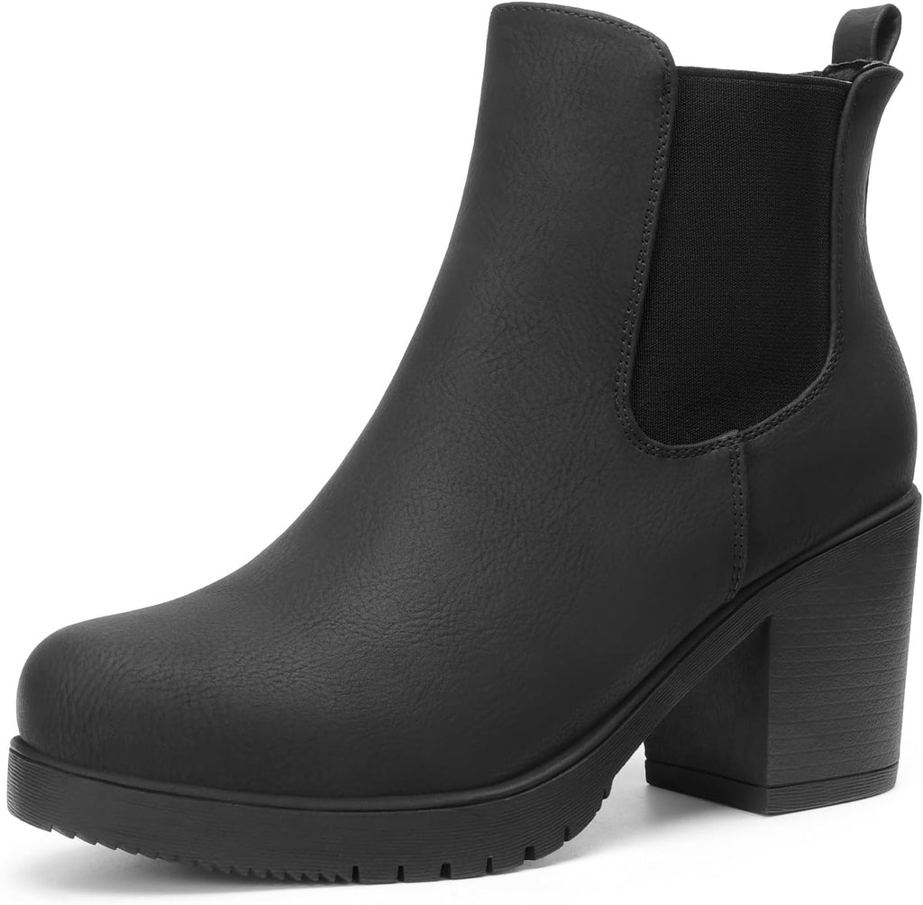 Women's Chunky Heel Chelsea Ankle Boots in Faux Suede