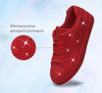 Women's Rhinestone Platform Sneakers, Mesh Upper
