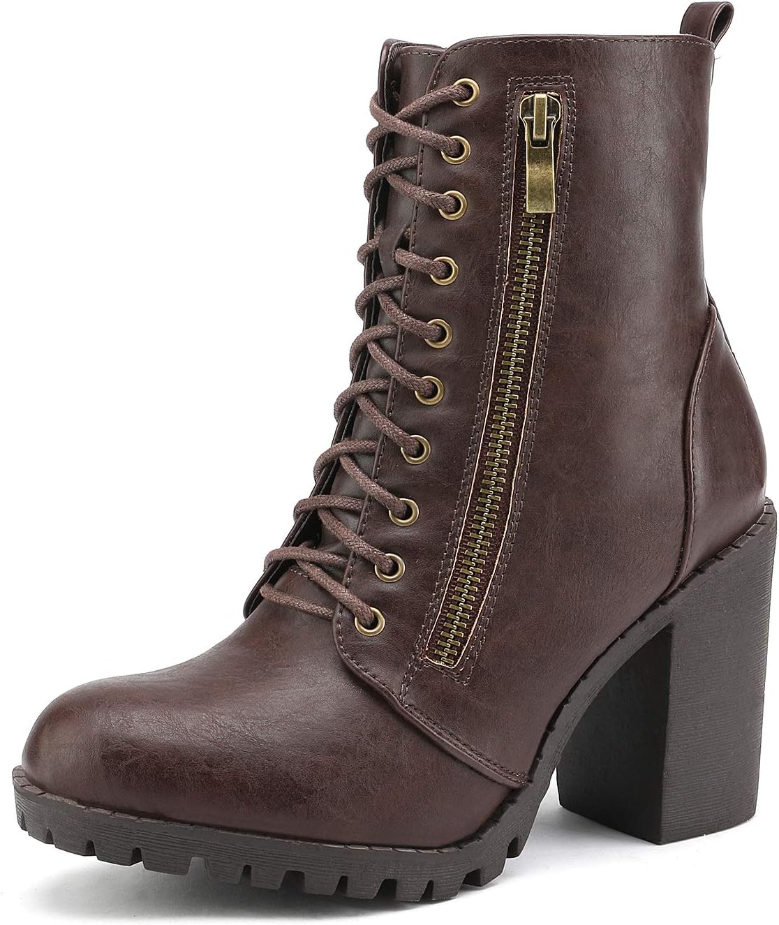 Women's Chunky Heel Lace-Up Combat Ankle Boots