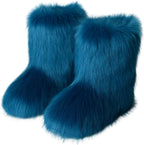 Women's Knee-High Faux Fur Snow Boots, Flat Heel