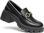 Women's Platform Chunky Loafers with Horse-Bit Detail