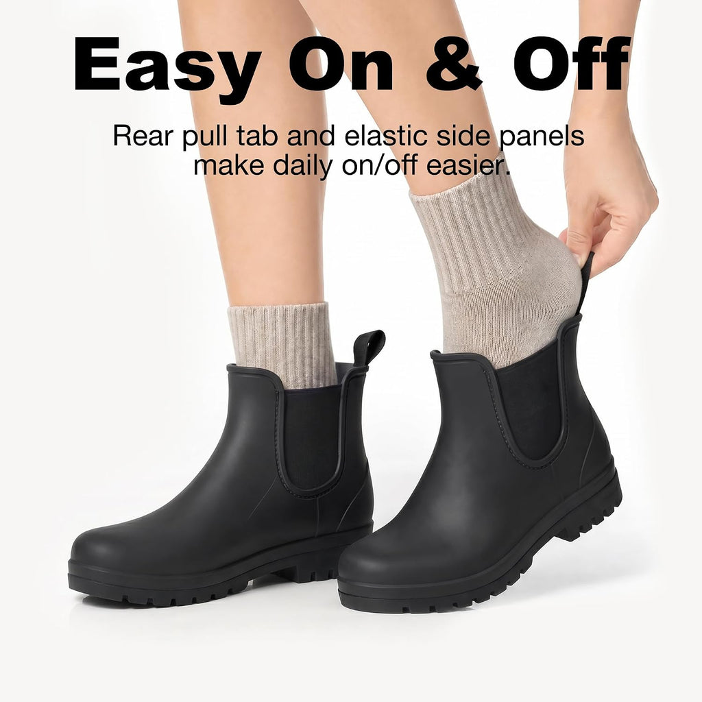 Women's Waterproof Chelsea Ankle Rain Boots, Matte Finish