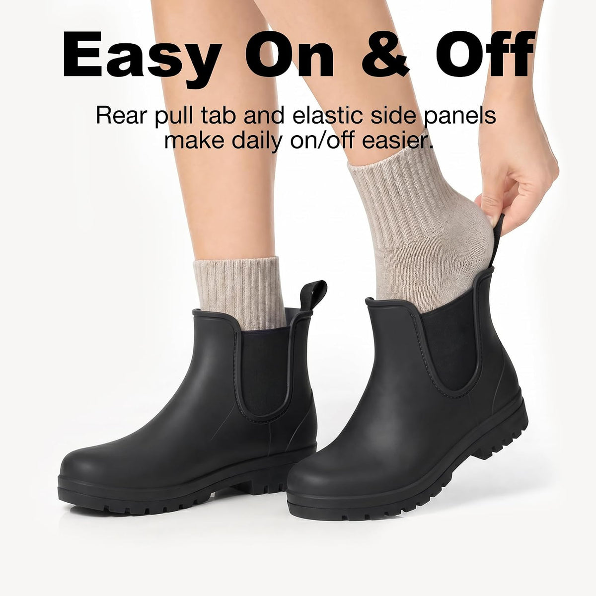 Women's Waterproof Chelsea Ankle Rain Boots, Matte Finish