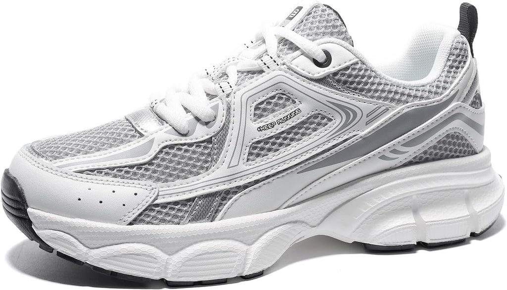 Women's Chunky Platform Sneakers with Mesh and Leather Upper