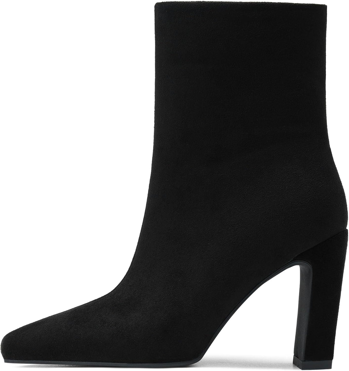 Women's Chunky Heel Square Toe Ankle Boots with Side Zip