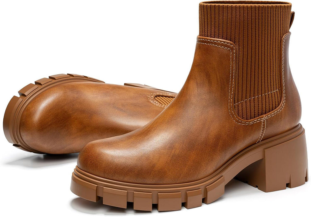 Women's Chunky Heel Chelsea Ankle Boots, Suede or Leather