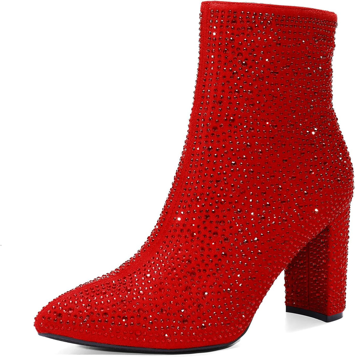 Women's Chunky Heel Ankle Boots with Faux Fur Lining