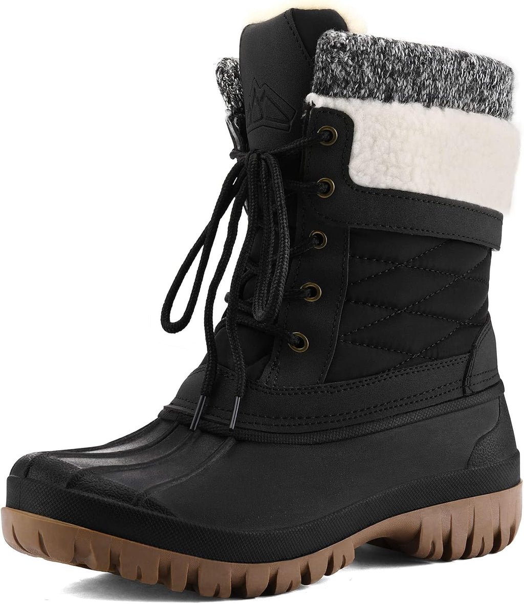 Women's Waterproof Insulated Mid-Calf Snow Boots, Lace-Up