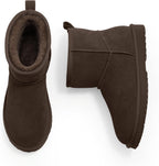 Women's Genuine Suede Mini Boots with Faux Fur Lining