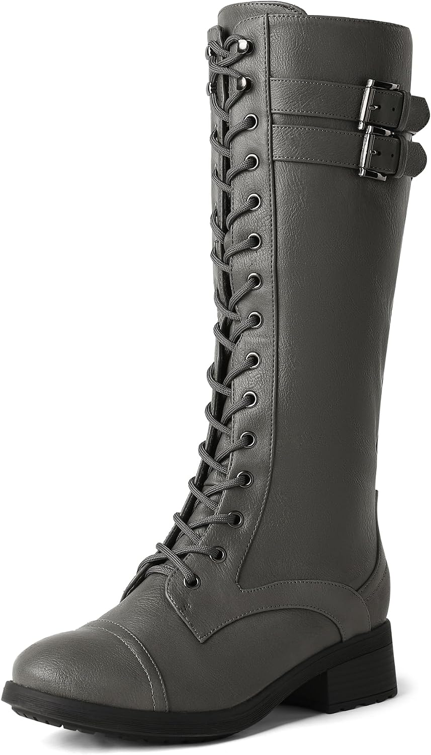 Women's Knee High Platform Combat Boots with Faux Fur Lining