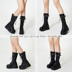 Holographic Platform Combat Boots for Women, Goth Style
