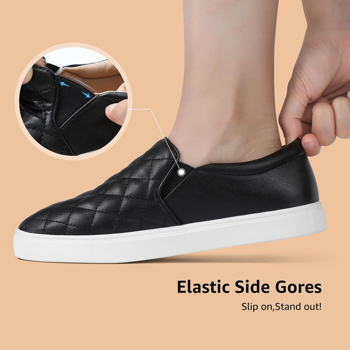 Women's Quilted Slip-On Sneakers in Vegan Faux Leather