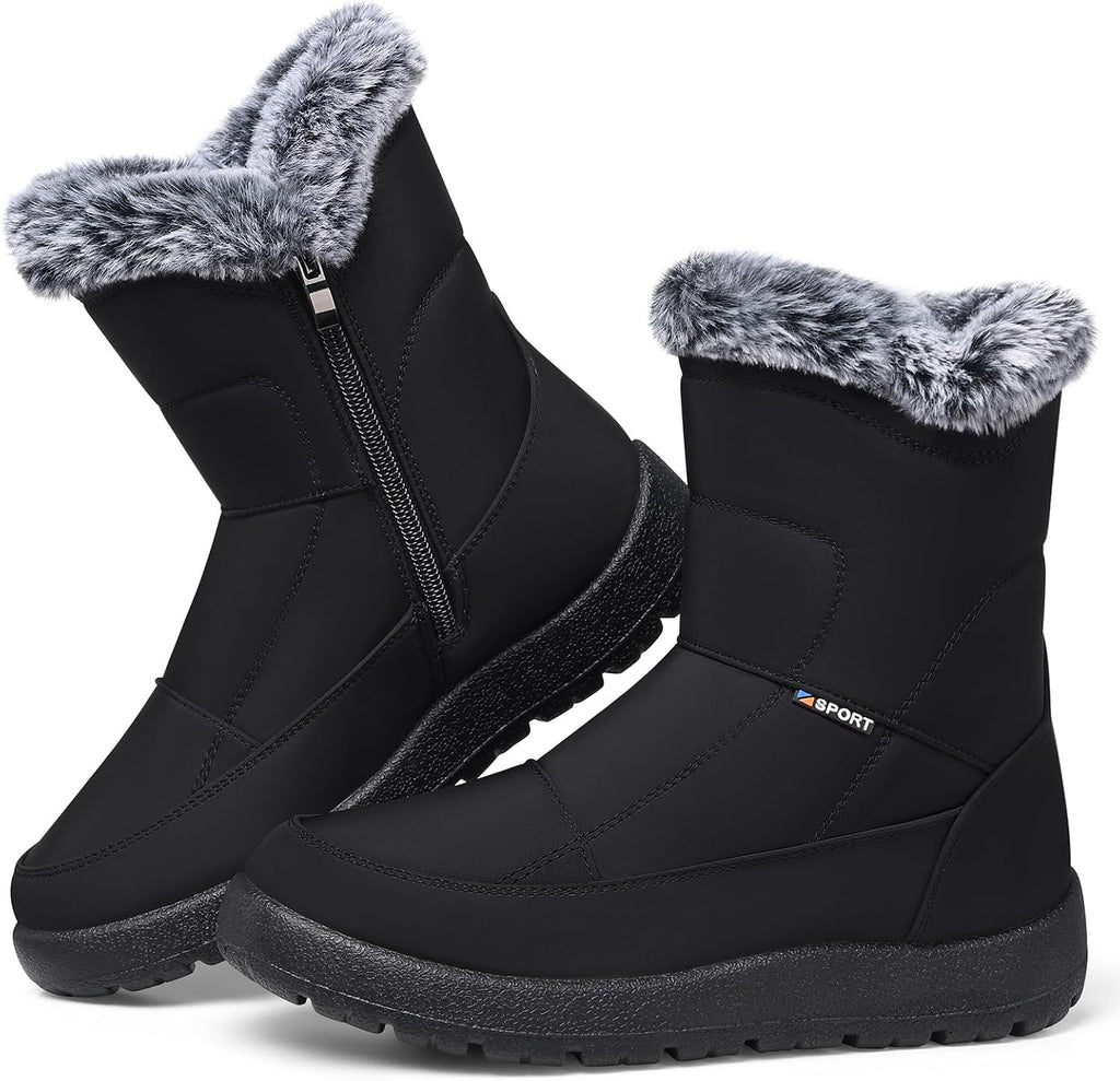 Women's Waterproof Faux Fur-Lined Snow Ankle Boots