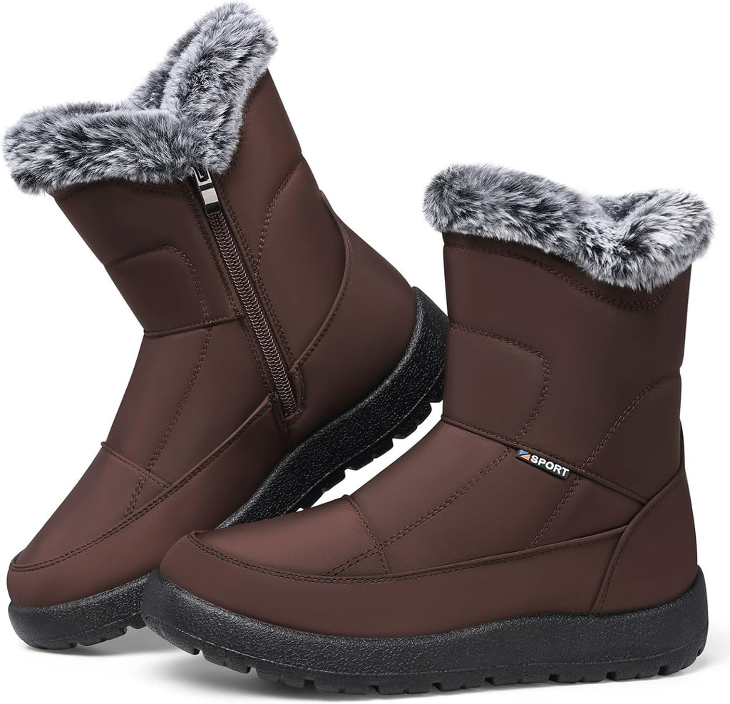 Women's Waterproof Faux Fur-Lined Snow Ankle Boots