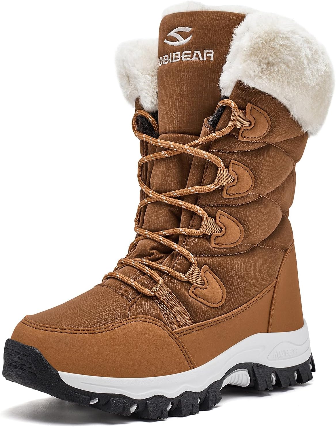 Women's Waterproof Mid-Calf Snow Boots with Faux Fur Collar