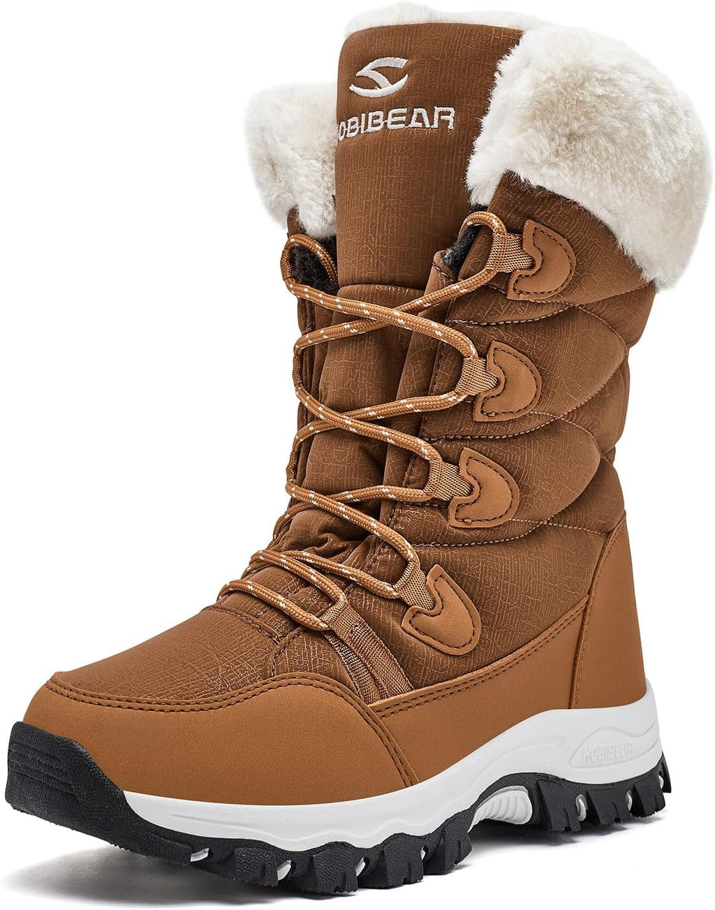 Women's Waterproof Mid-Calf Snow Boots with Faux Fur Collar