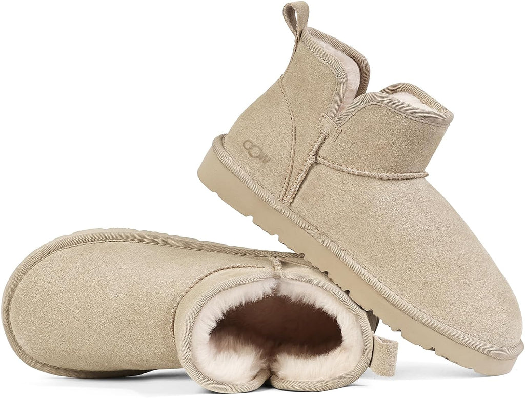Women's Genuine Suede Ankle Boots with Fleece Lining