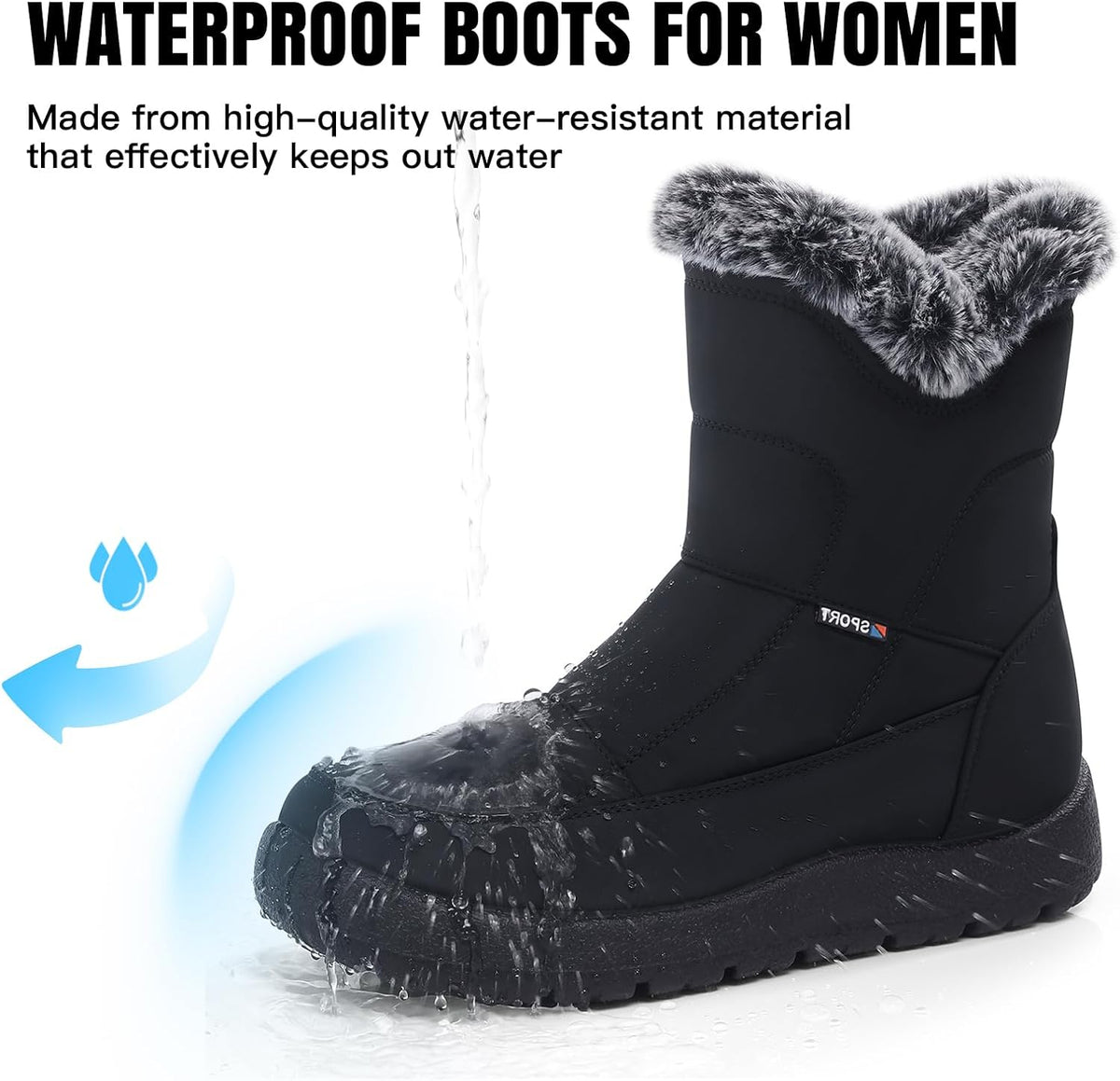 Women's Waterproof Faux Fur-Lined Snow Ankle Boots
