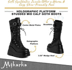 Holographic Platform Combat Boots for Women, Goth Style