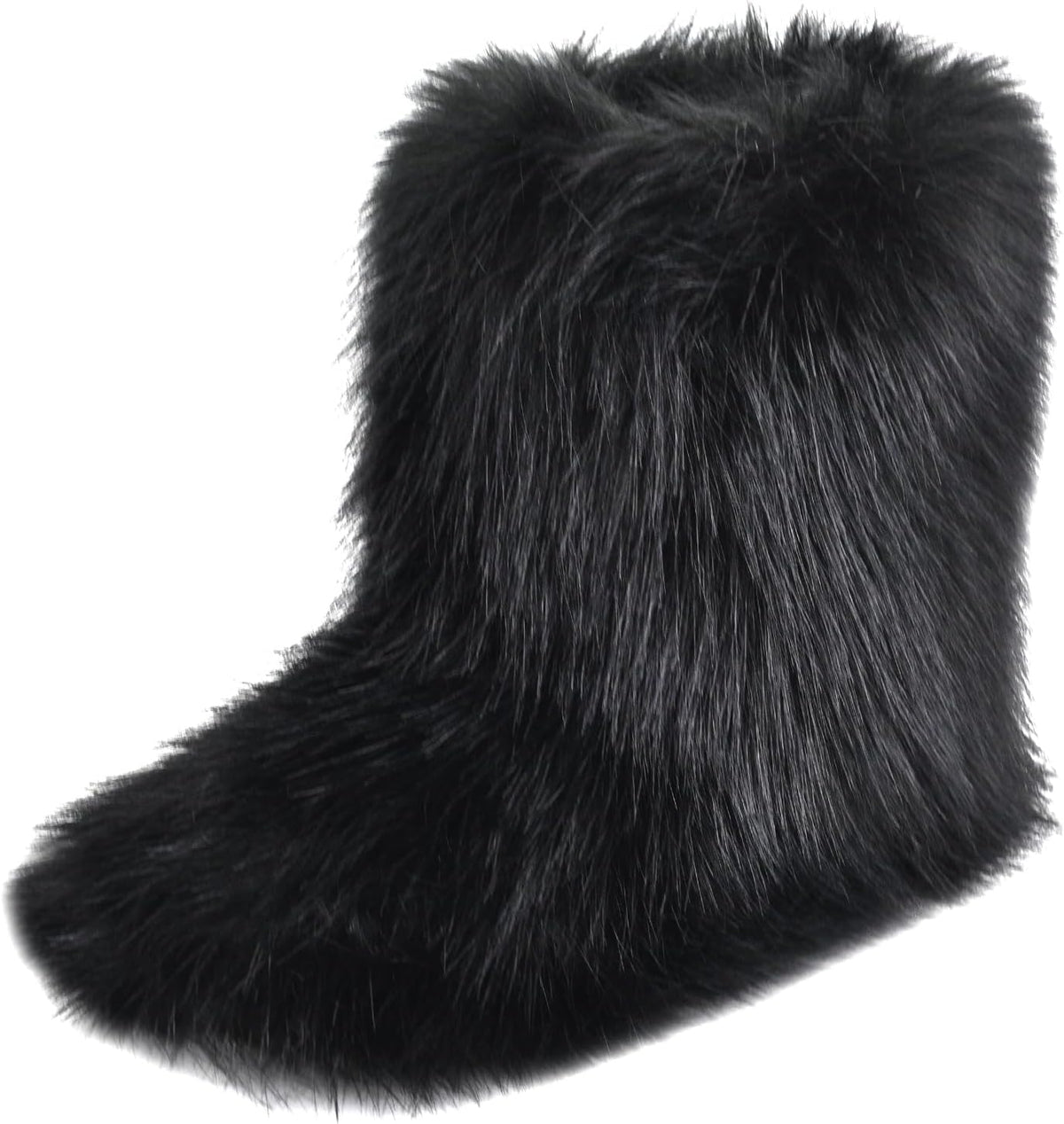 Women's Faux Fur Mid-Calf Snow Boots with Flat Heel