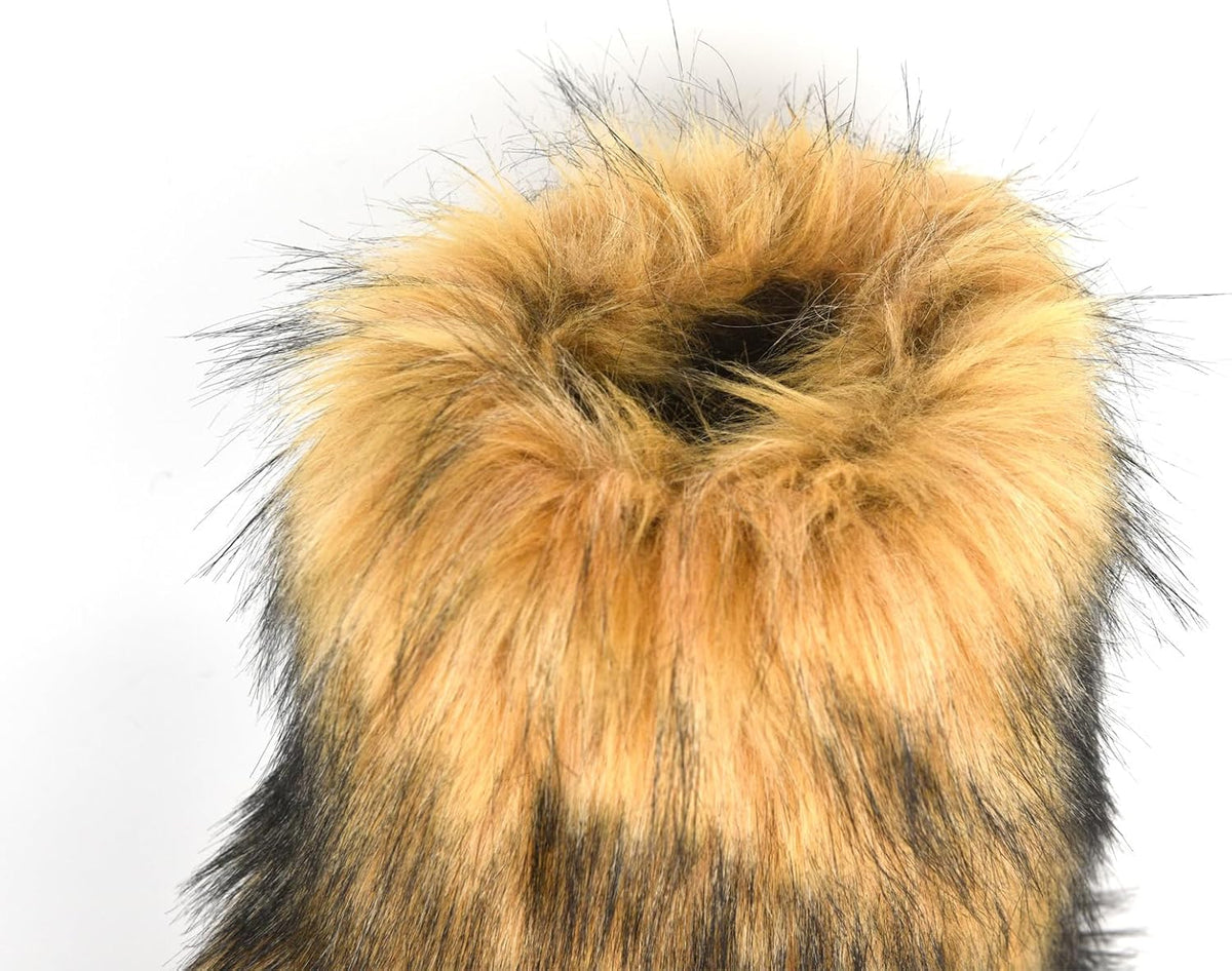 Women's Faux Fur Mid-Calf Snow Boots with Flat Heel