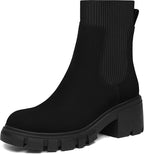 Women's Chunky Heel Platform Chelsea Ankle Boots