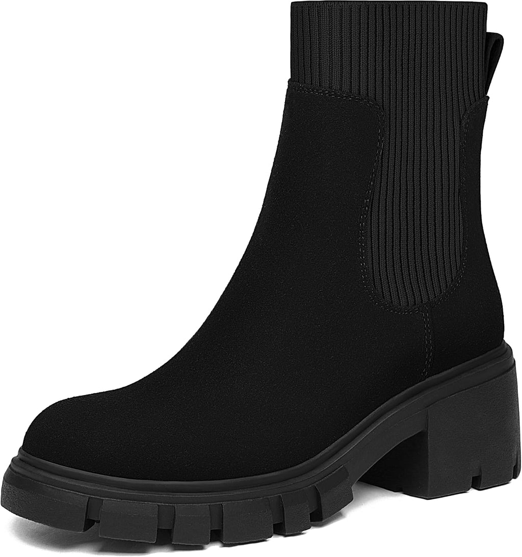 Women's Chunky Heel Platform Chelsea Ankle Boots