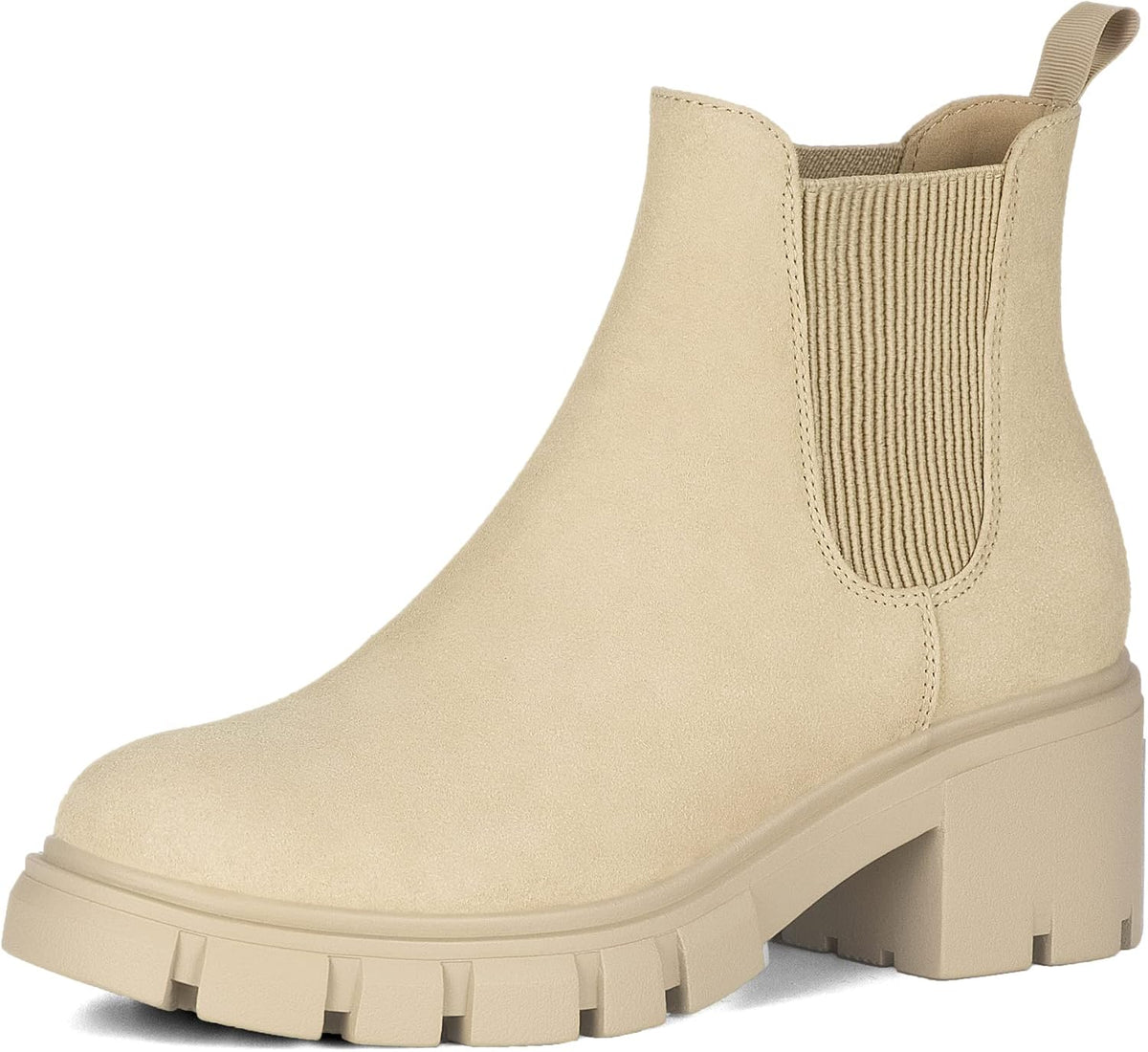 Women's Chunky Heel Chelsea Ankle Boots, Slip-On Suede